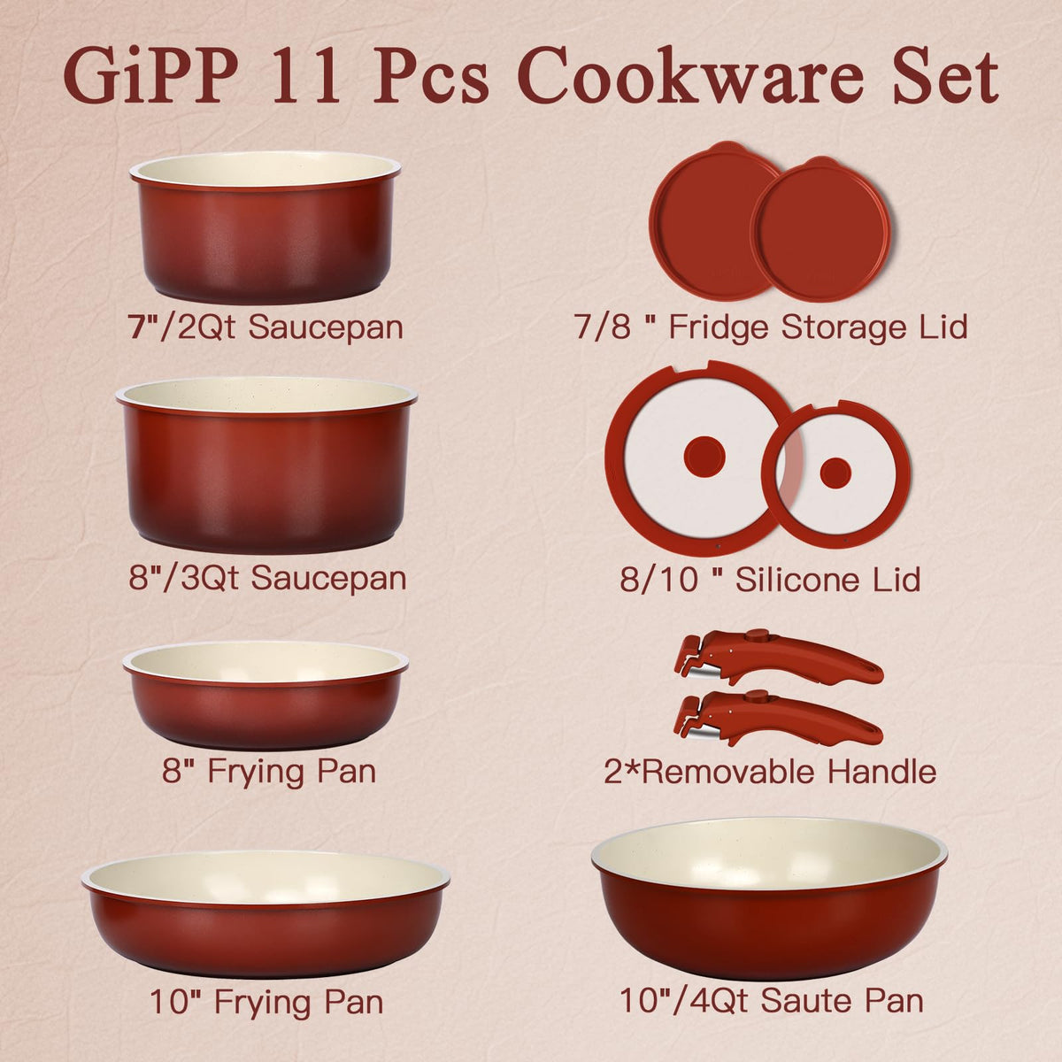GiPP ceramic nonstick coating for effortless release and cleanup.
