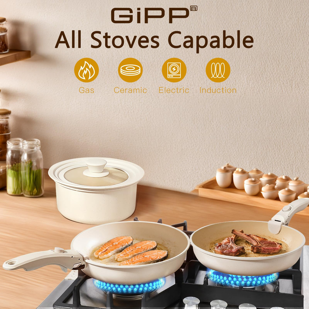 GiPP 4Qt Sauté Pan — braise-ready with a smooth ceramic coating