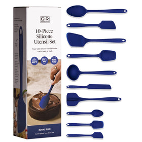 GIR 10-piece silicone spatula in Royal Blue, safe for nonstick cookware.