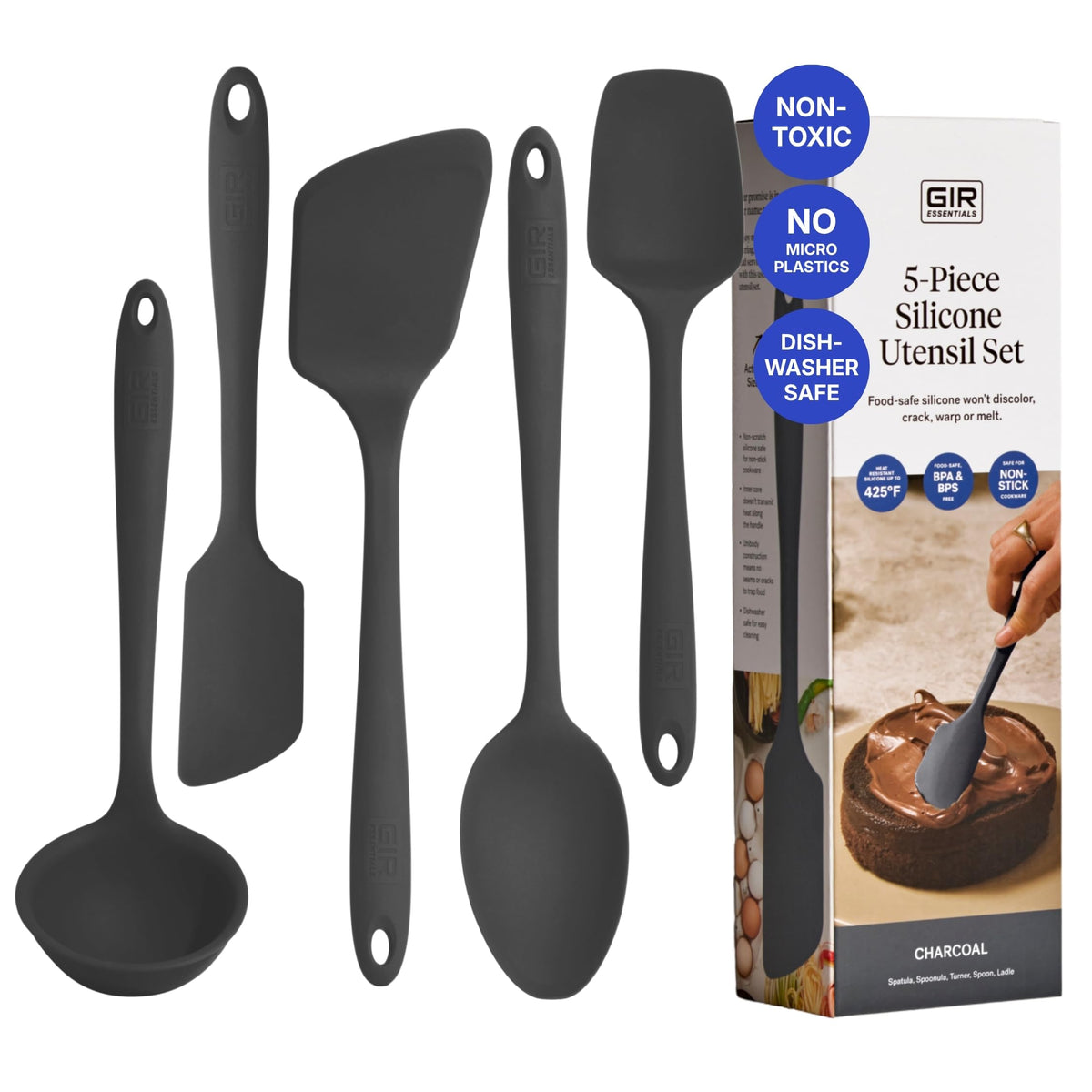 GIR 5-piece silicone utensils set with spatula, non-stick safe and easy to clean.