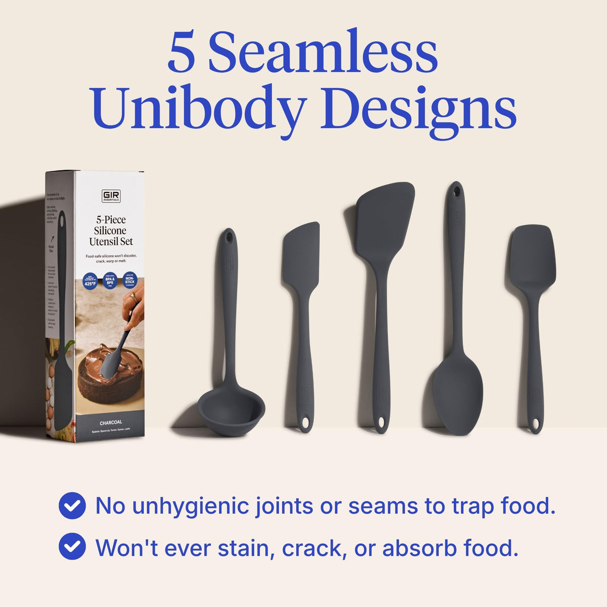 GIR spoonula close-up showing seamless unibody design for easy cleaning.