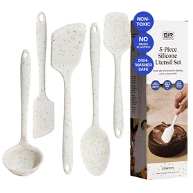 GIR 5-piece silicone utensils set shown together, offering a non-toxic, easy-clean kitchen collection.