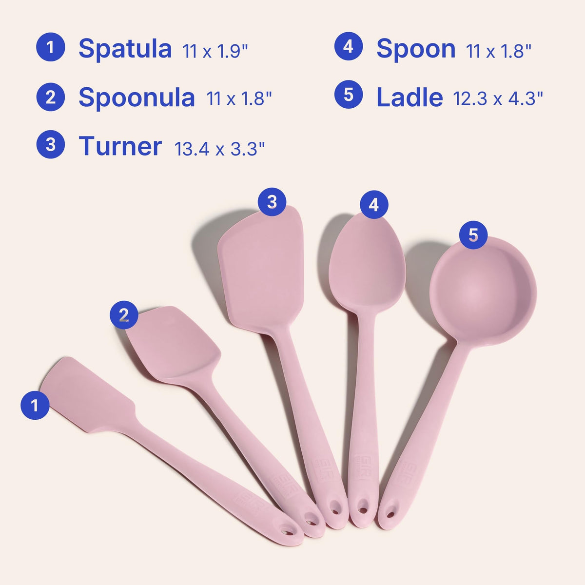GIR 5-Piece Silicone Utensils Set rose dishwasher-safe for easy cleanup