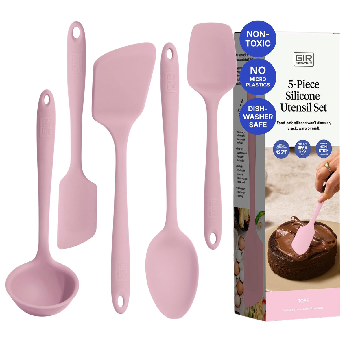 GIR 5-Piece Silicone Utensils Set rose spatula for nonstick cookware