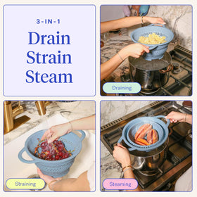 GIR collapsible colander folded flat for compact storage