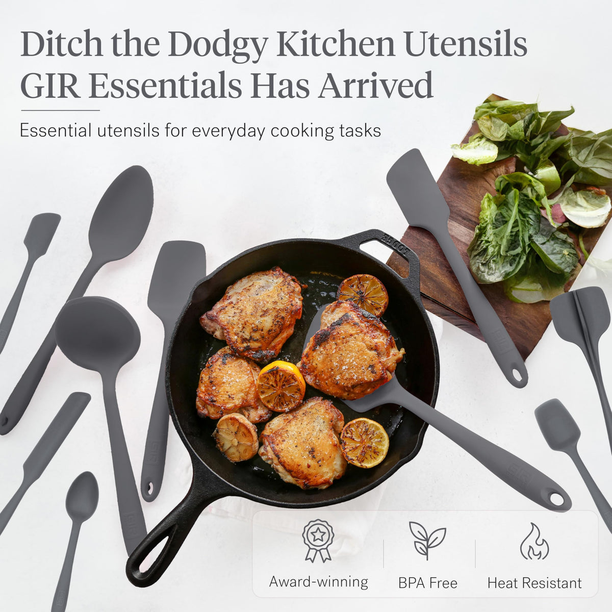 GIR Get It Right spoonula scooping batter without scratching nonstick