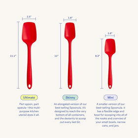 Close-up of sharp edge and flexible tip for nonstick cookware care.