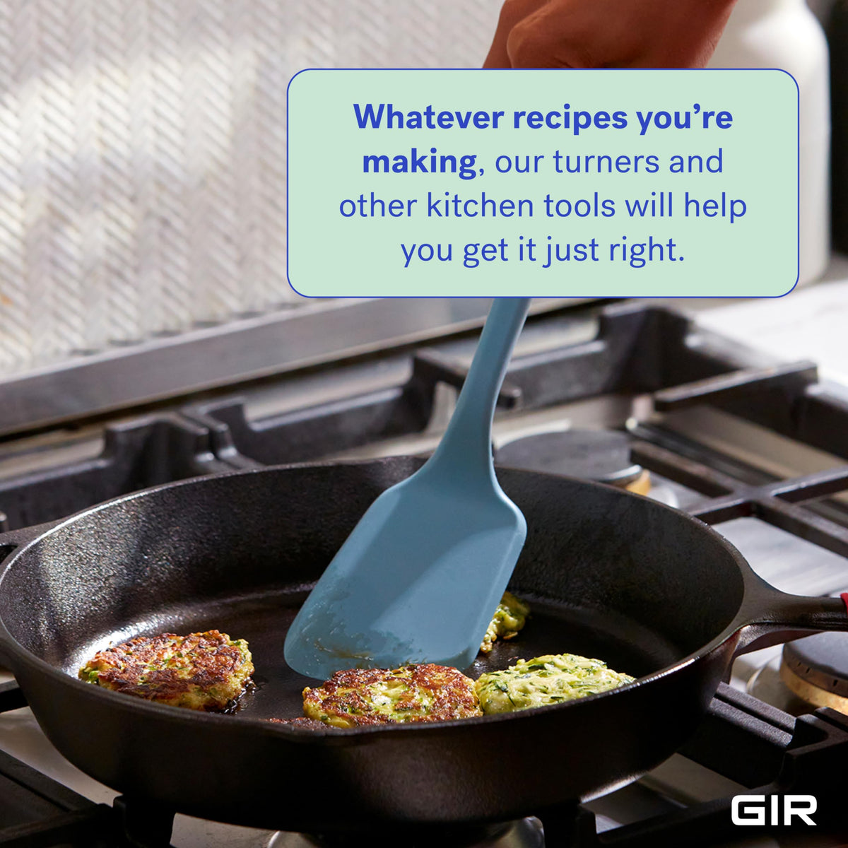 GIR nonstick silicone spatula in slate protects nonstick pans during cooking
