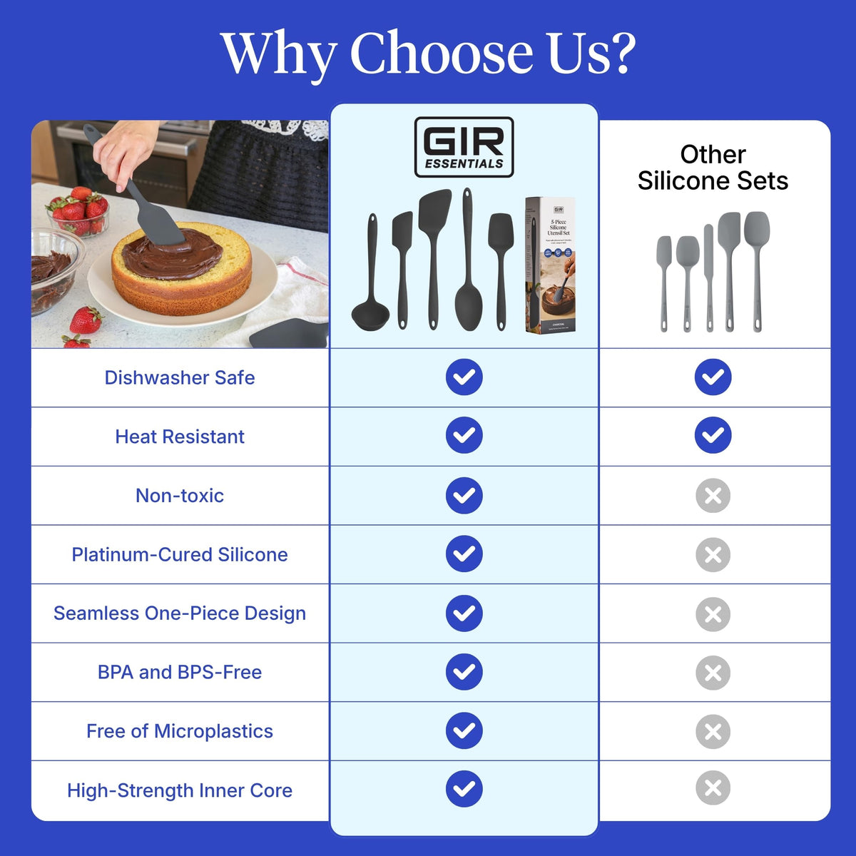 GIR nonstick surface-safe close-up shows cookware protection during cooking.