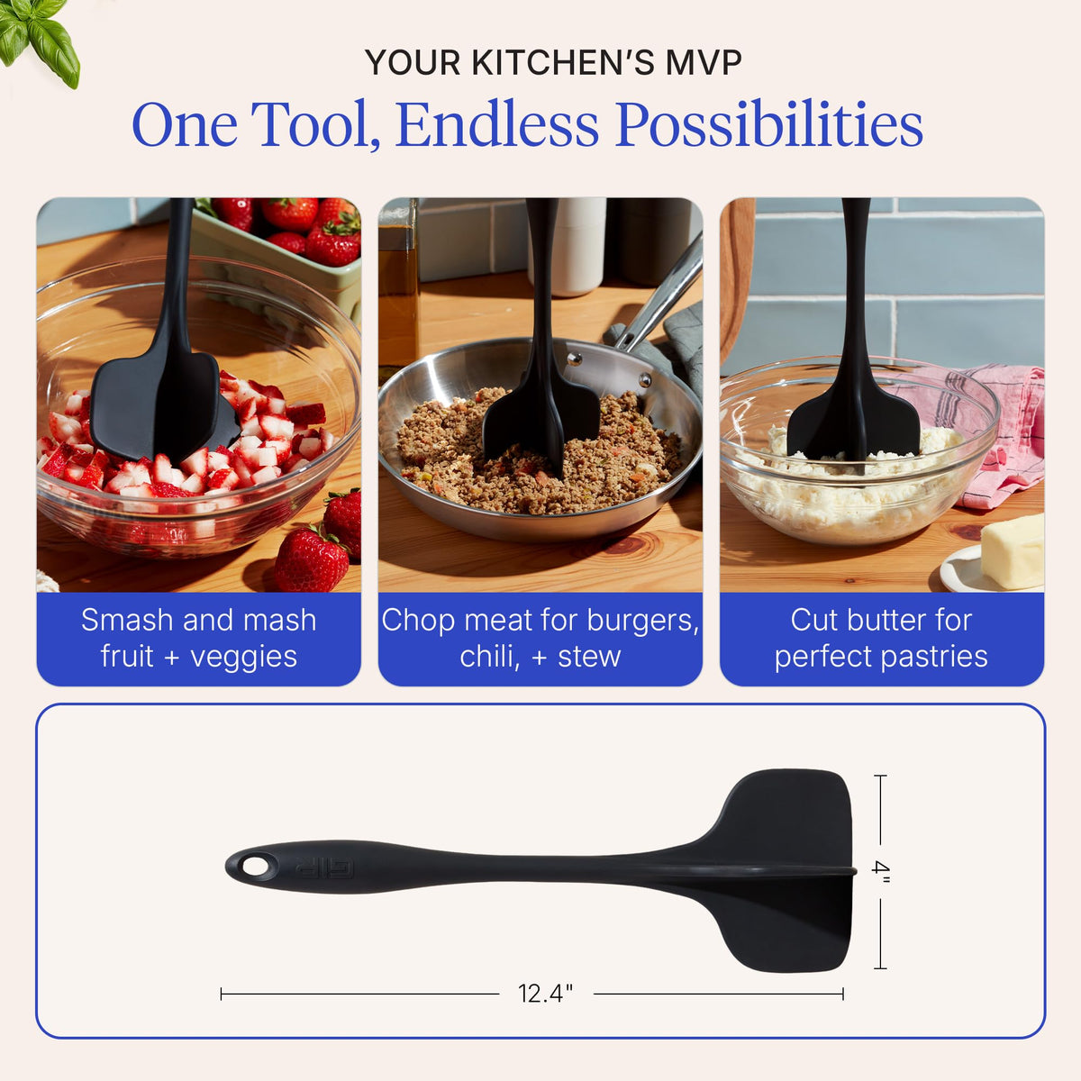GIR silicone meat chopper heat resistance up to 425°F protects cookware.