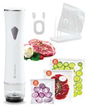 Giraffy Co. vacuum sealer with visible water tank protecting the device during sealing.