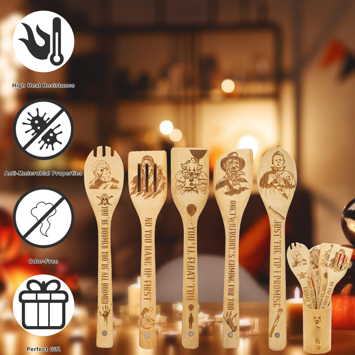 GIRVEM bamboo utensils easy to clean and not dishwasher safe