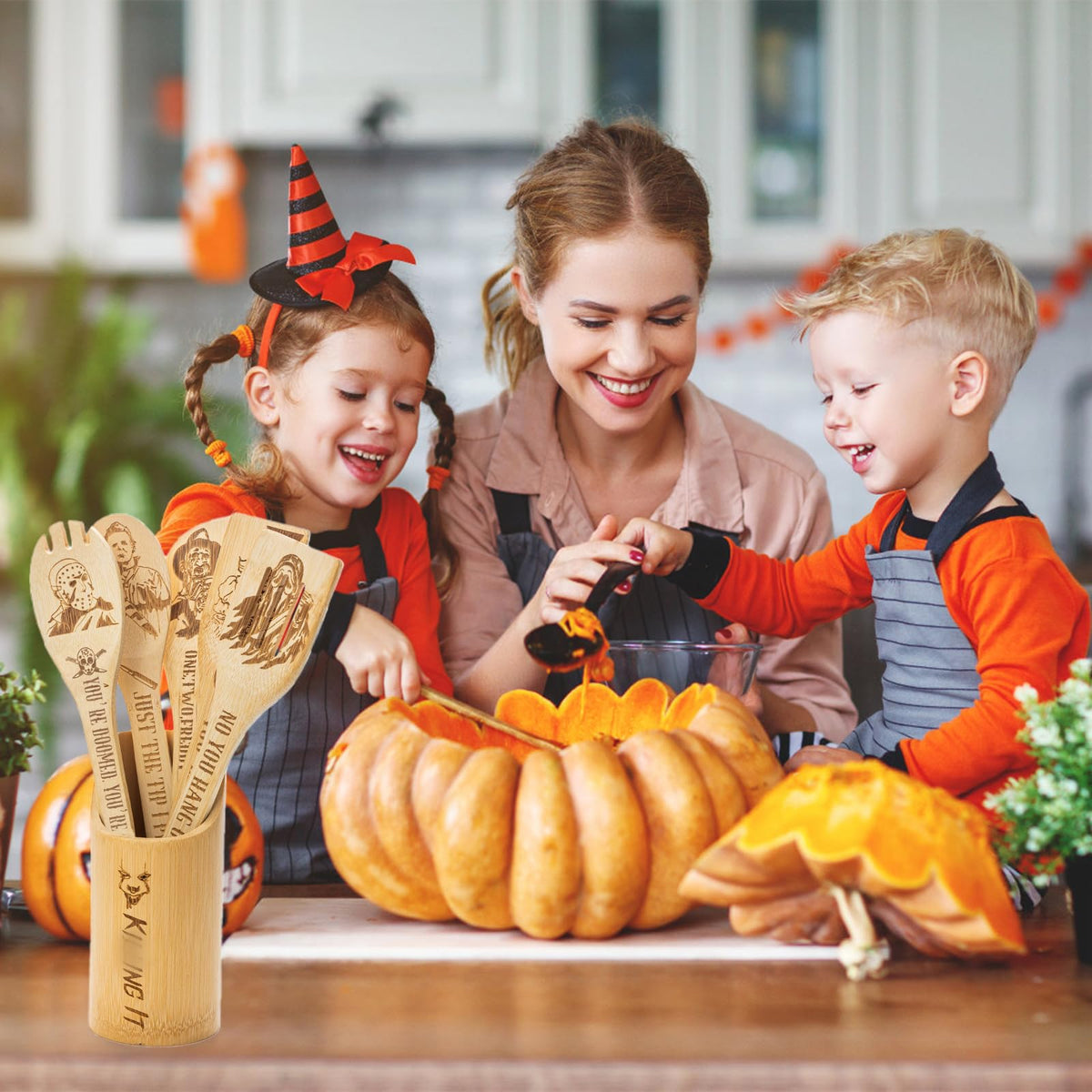 GIRVEM Halloween table setup featuring the spoon set