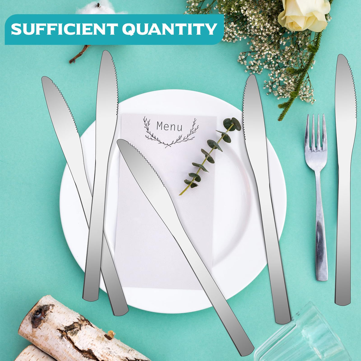 Gisafai stainless knives shown with dishwasher-safe design for quick cleanup.