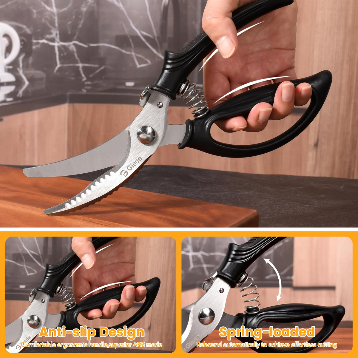 Gisde heavy duty poultry shears dishwasher safe for easy cleanup after cooking
