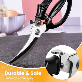 Gisde heavy duty poultry shears non-slip serrated edge for secure fish and meat prep