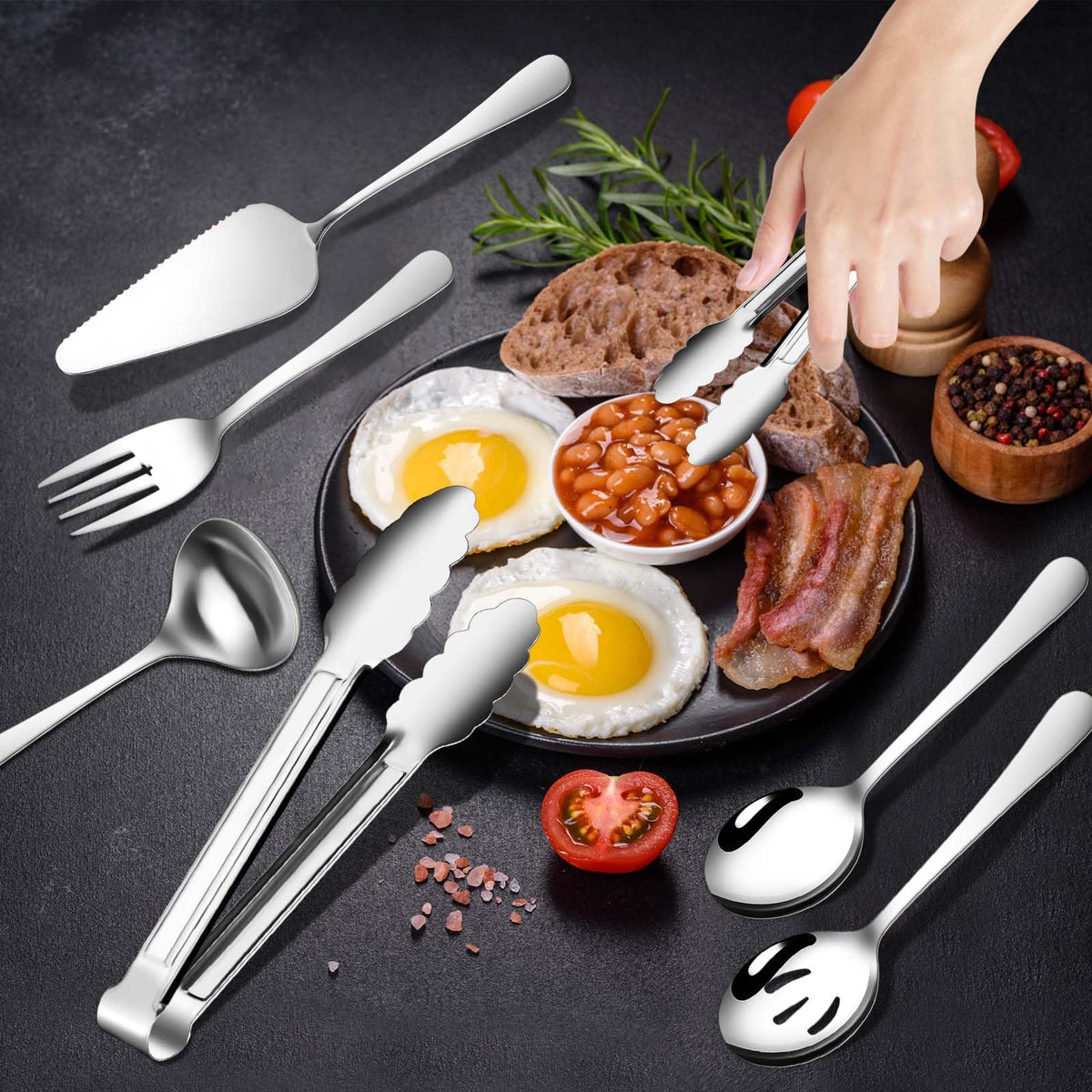 Gisly 12-piece serving set serving forks versatile for main dishes and sides