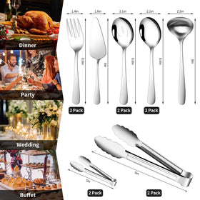 Gisly 12-piece serving set slotted spoons perfect for salads and pasta