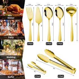 Gisly Gold large serving spoons showcase elegant, roomy capacity.