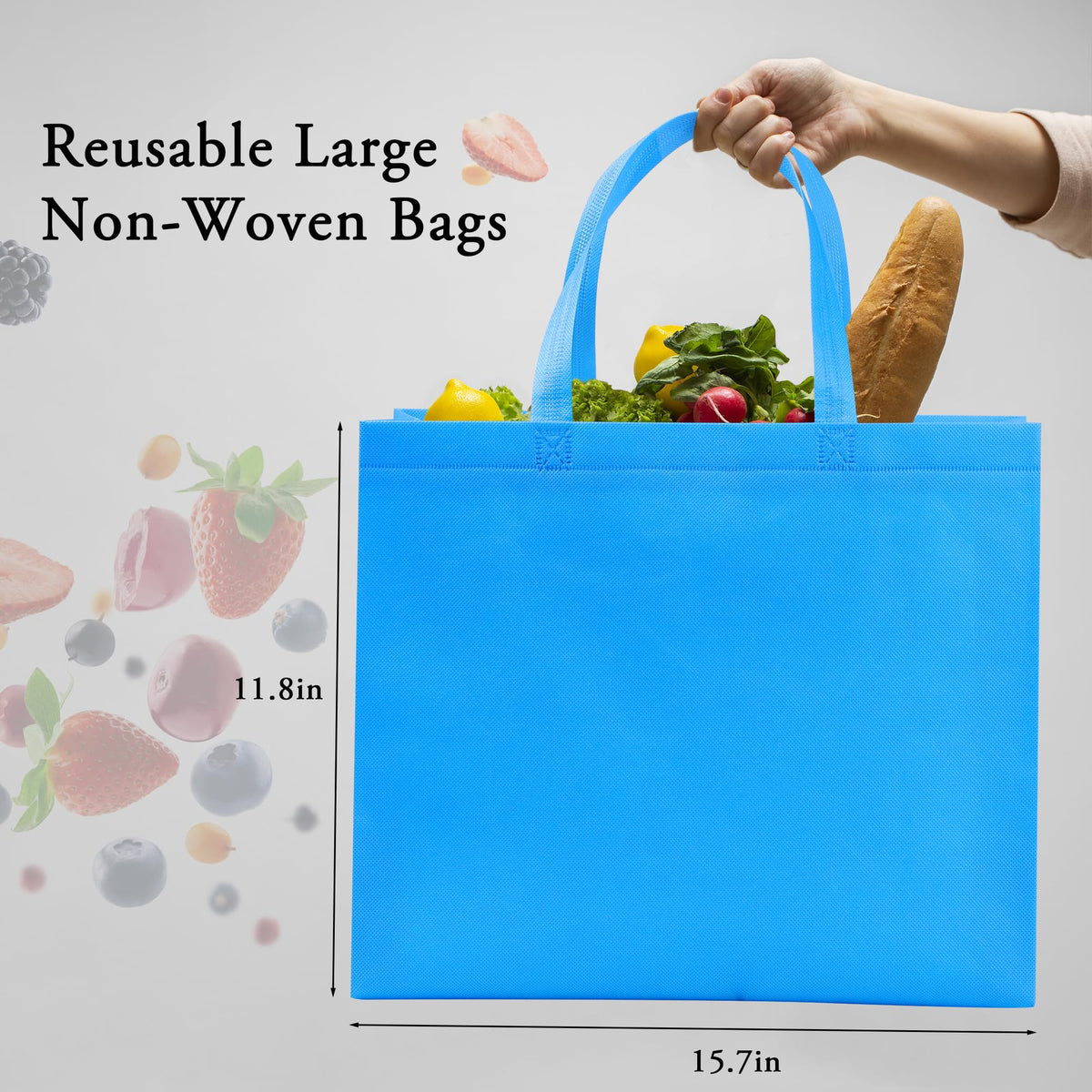 Gitmiws 20-pack large non-woven totes offer bulk capacity for groceries.