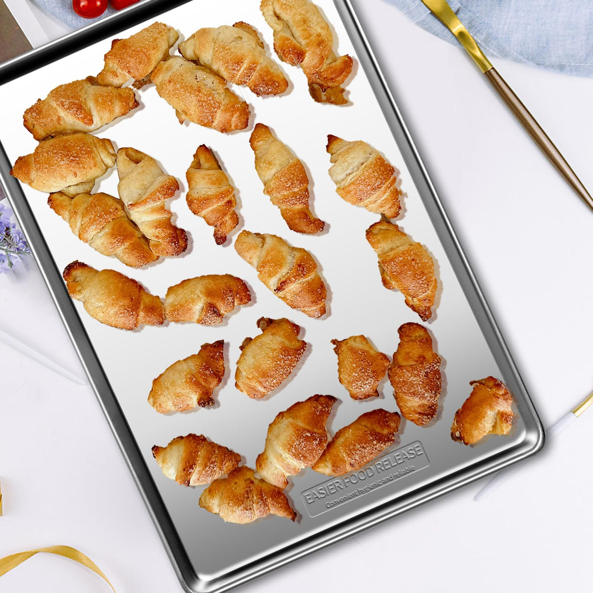 GIUOIDUO baking sheet with full depth contains juices and spills.