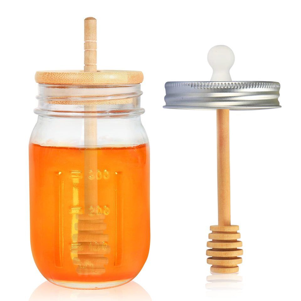 GIVAMEIHF 16oz honey jar with dipper for clean, measured pours.