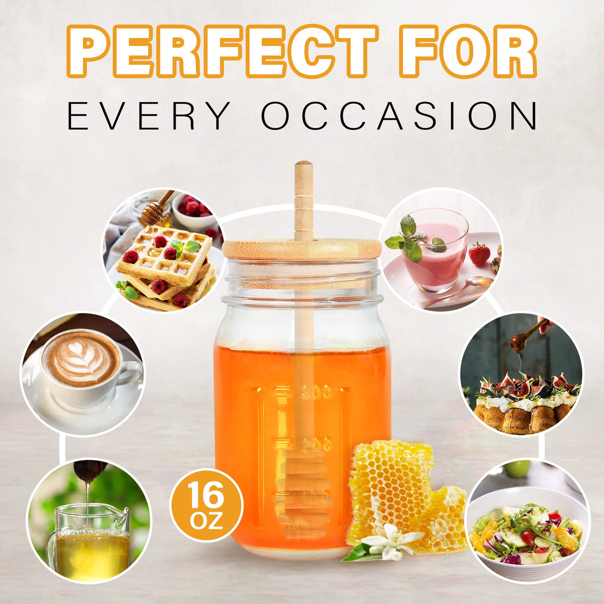 GIVAMEIHF bamboo lid keeps honey fresh and drip-free.