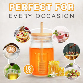 GIVAMEIHF bamboo lid keeps honey fresh and drip-free.