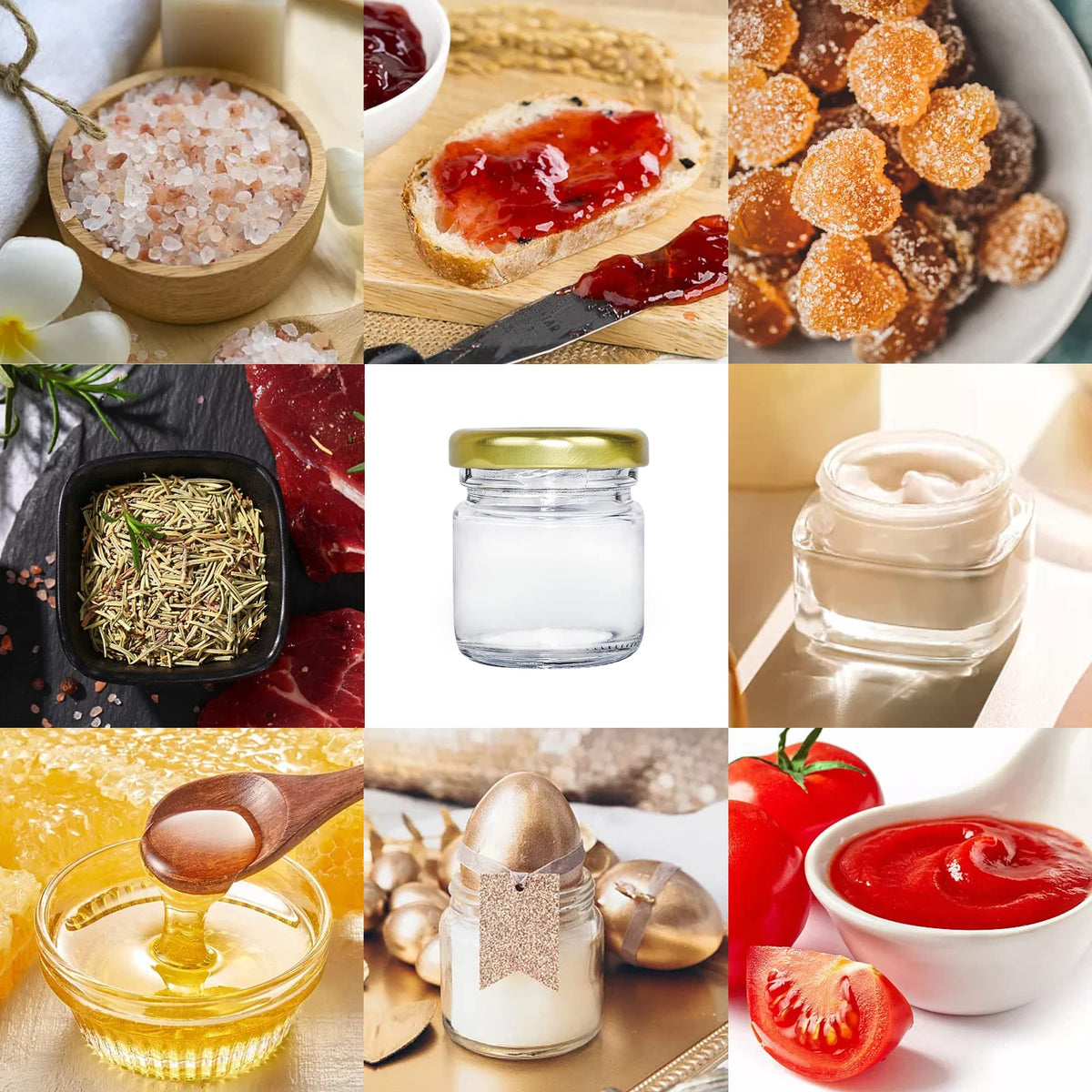 GIVAMEIHF gold cap lids provide secure, food-grade jar closures.