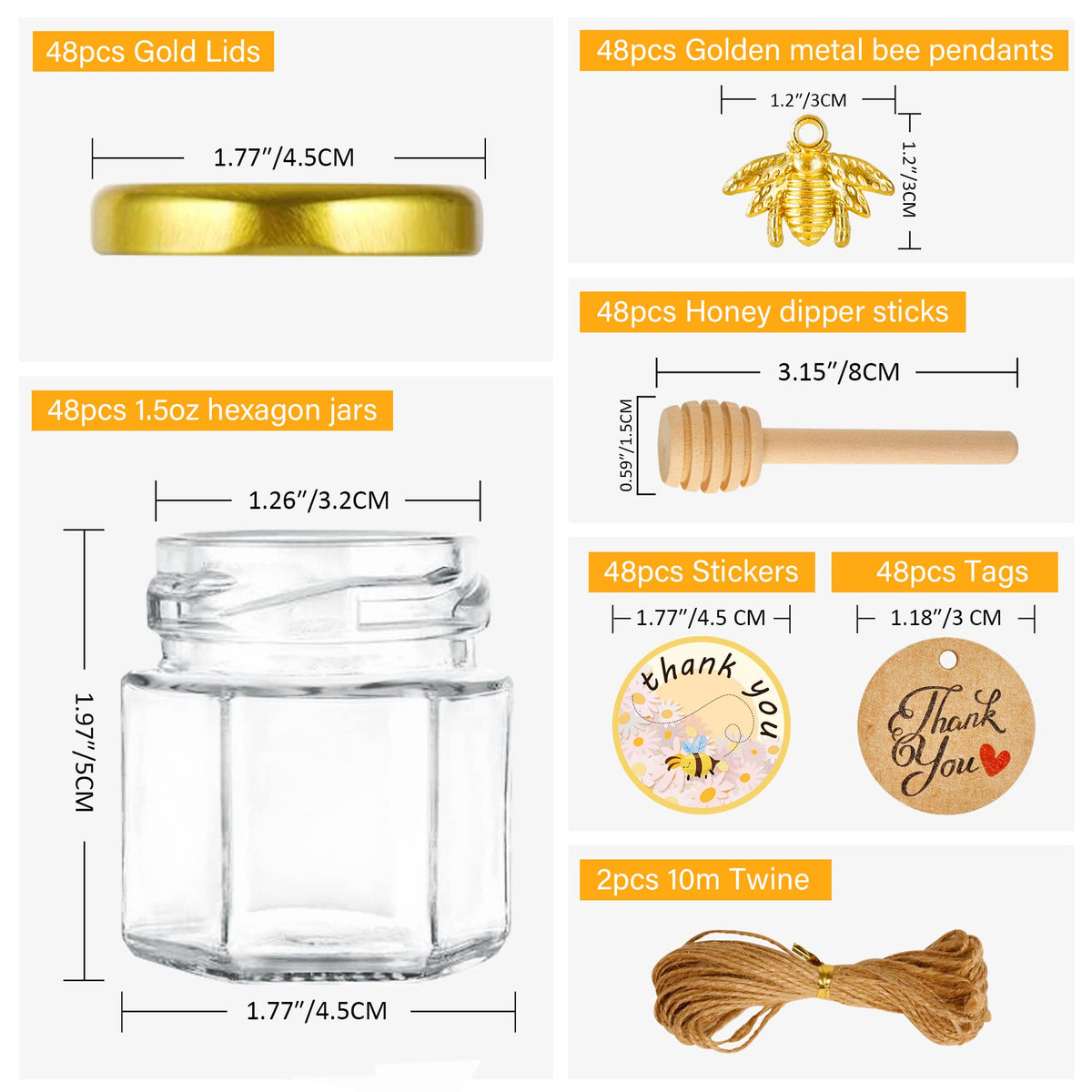 GIVAMEIHF gold-cap lids secure seal for each jar