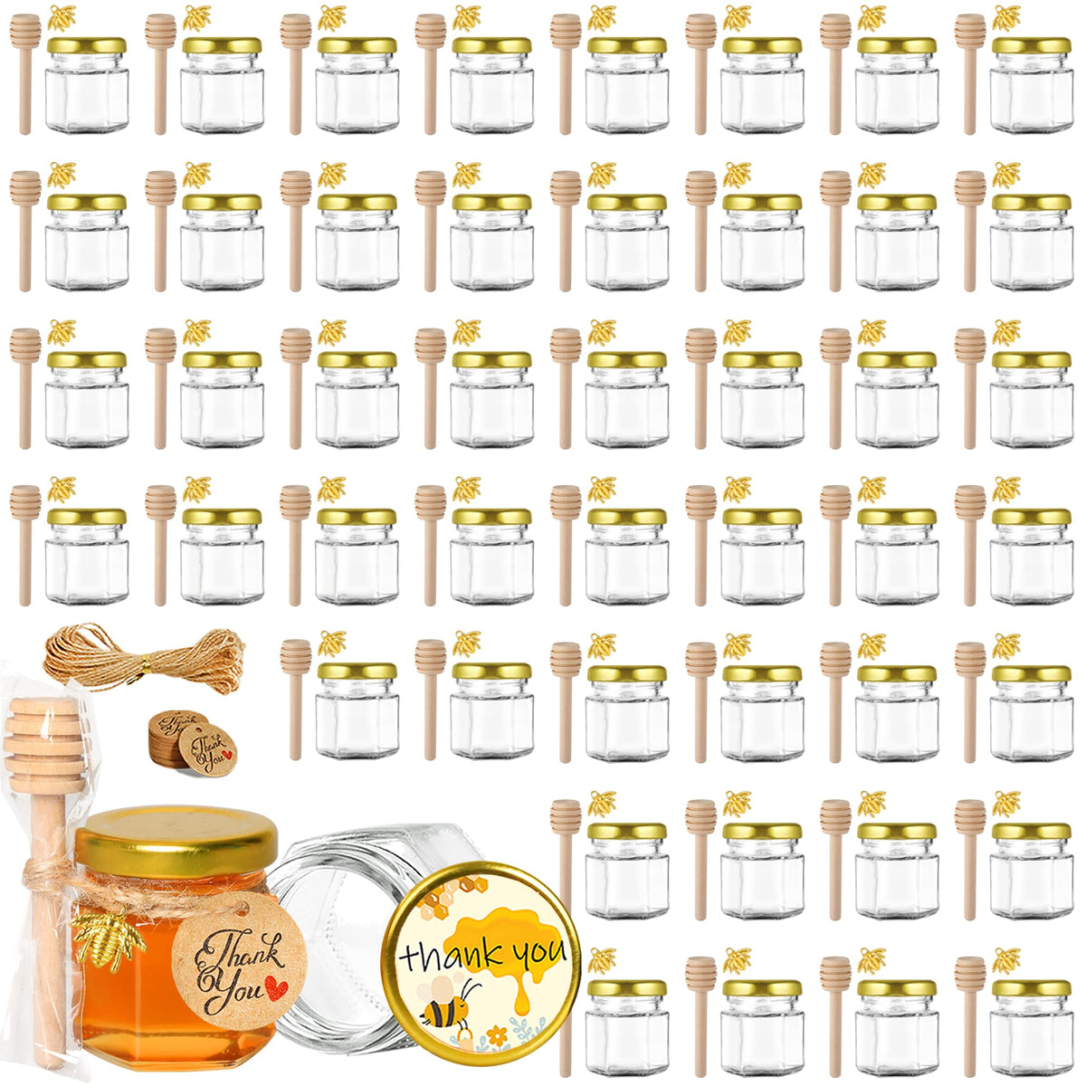 GIVAMEIHF mini glass honey jar with lids compact 1.5 oz ideal for gifting and sampling