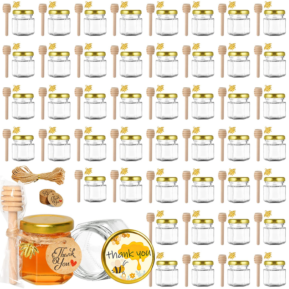 GIVAMEIHF mini glass honey jar with lids compact 1.5 oz ideal for gifting and sampling
