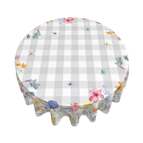Giwawa round tablecloth decor option with floral and plaid for chic tables.