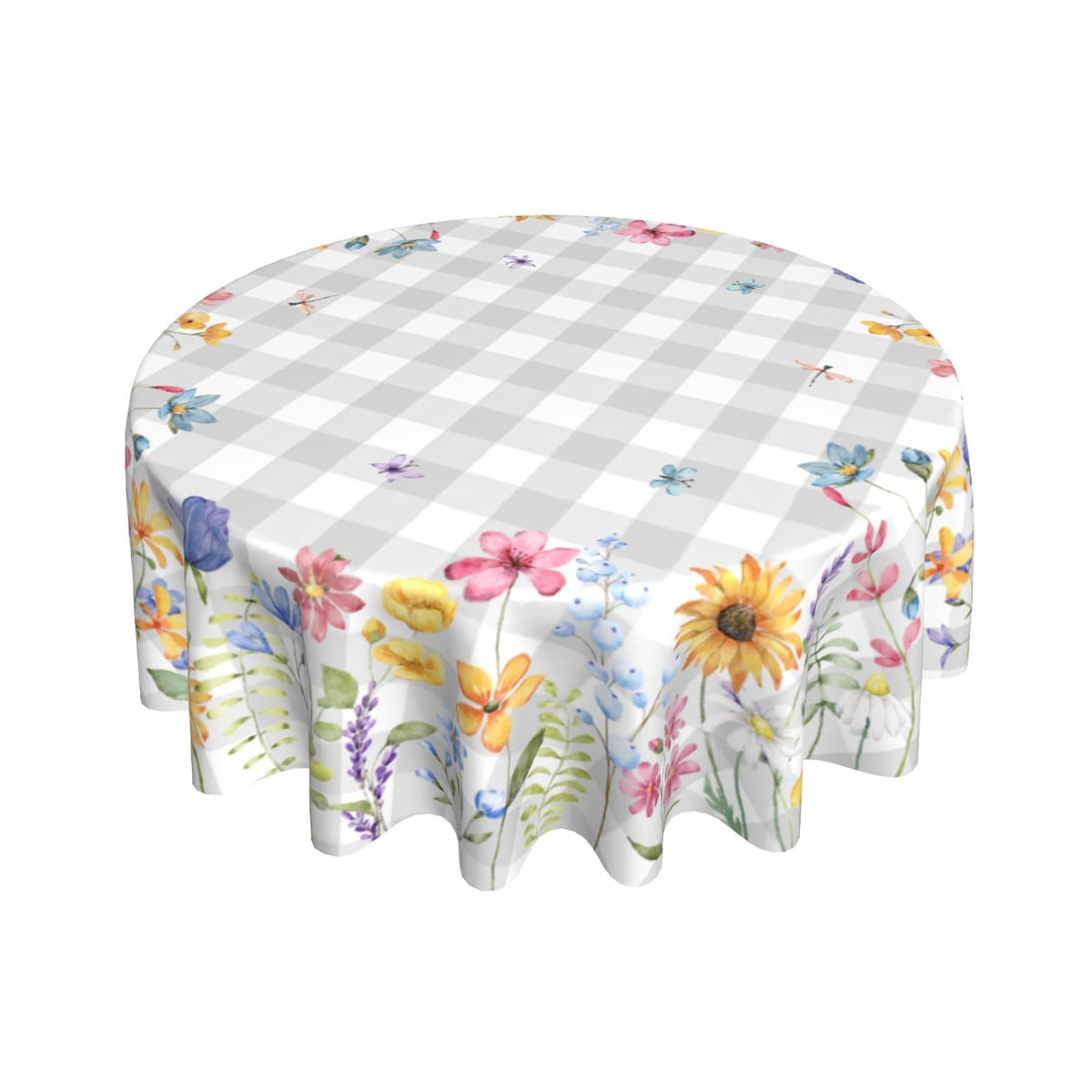 Giwawa spring floral round tablecloth with watercolor blooms for elegant indoor dining.