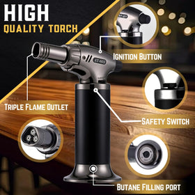 High quality anodized aluminum and stainless steel construction.
