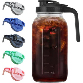 Glabotoil glass pitcher with color lids for style and function