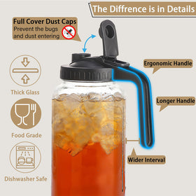 Glabotoil wide-mouth glass pitcher for easy filling and cleaning
