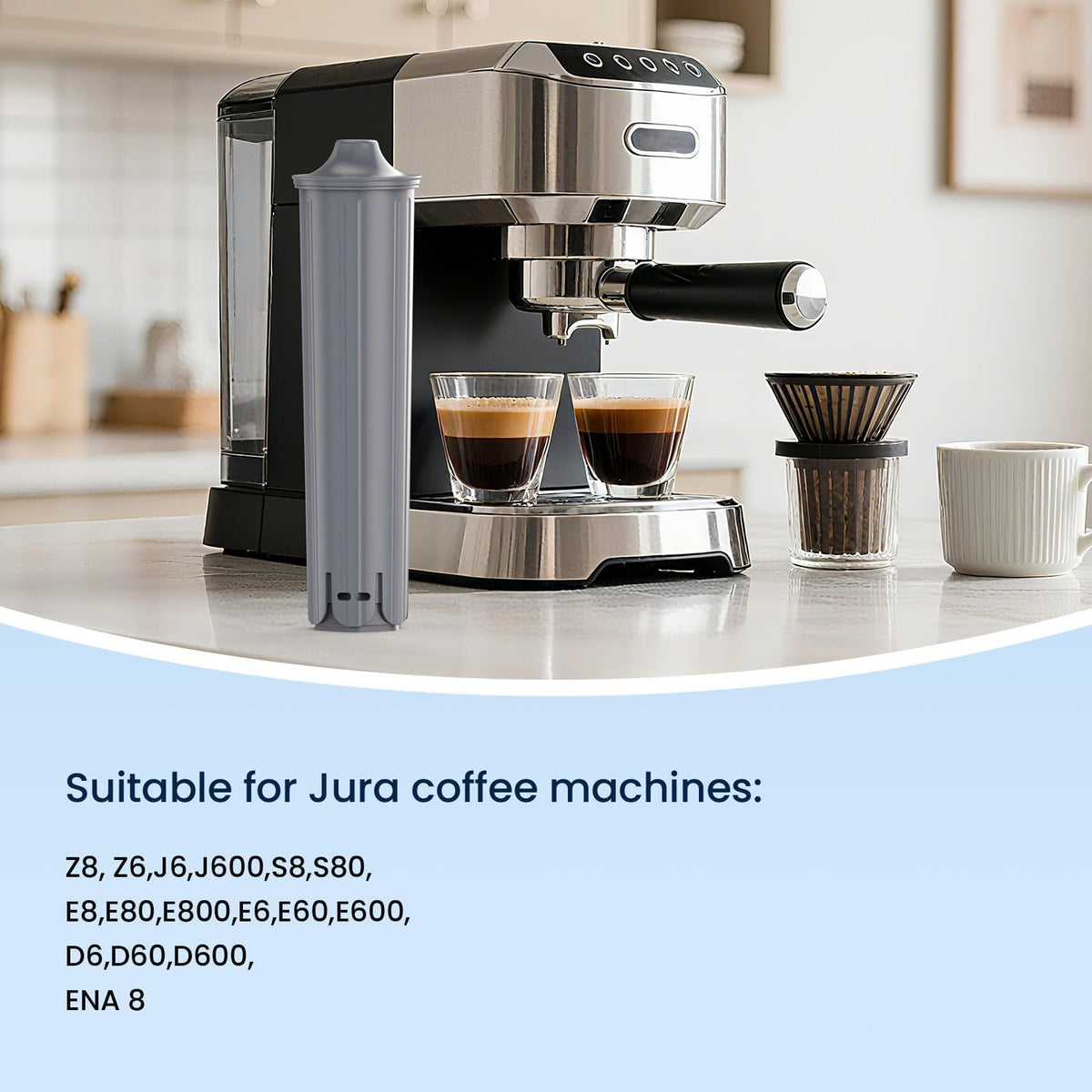 GLACIER FRESH filter installation on a Jura unit highlights easy compatibility.