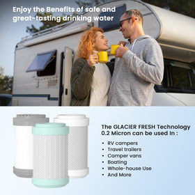 GLACIER FRESH packaging shows 3-pack value and replacement convenience.