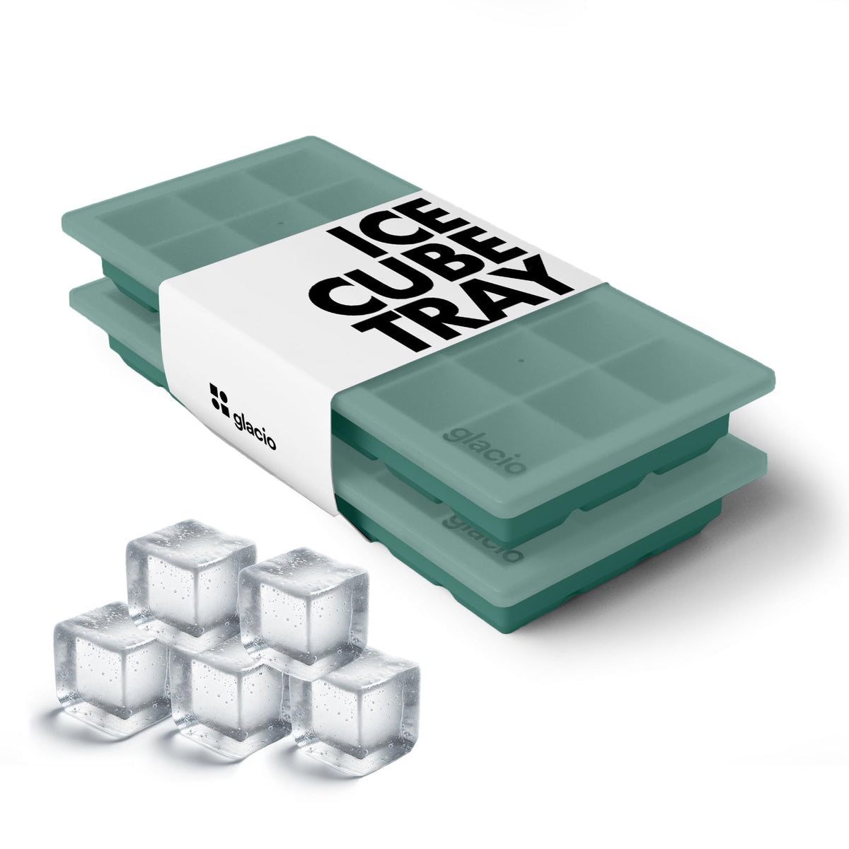 Glacio two-pack silicone ice cube tray with lids for fresh ice storage