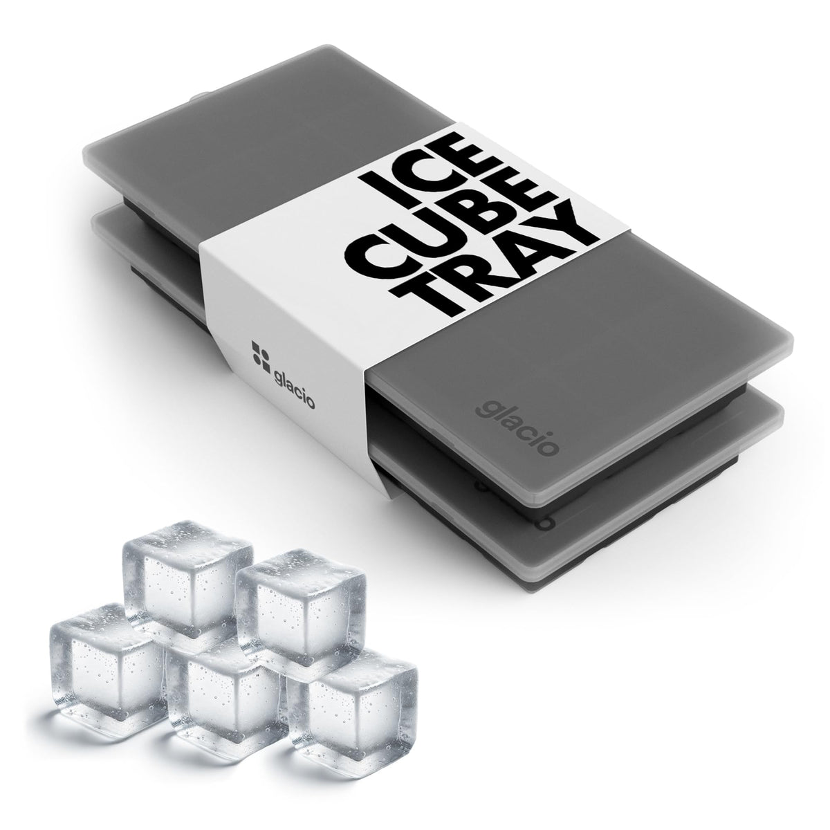 Glacio small silicone ice tray with lids for clean, reusable ice cubes