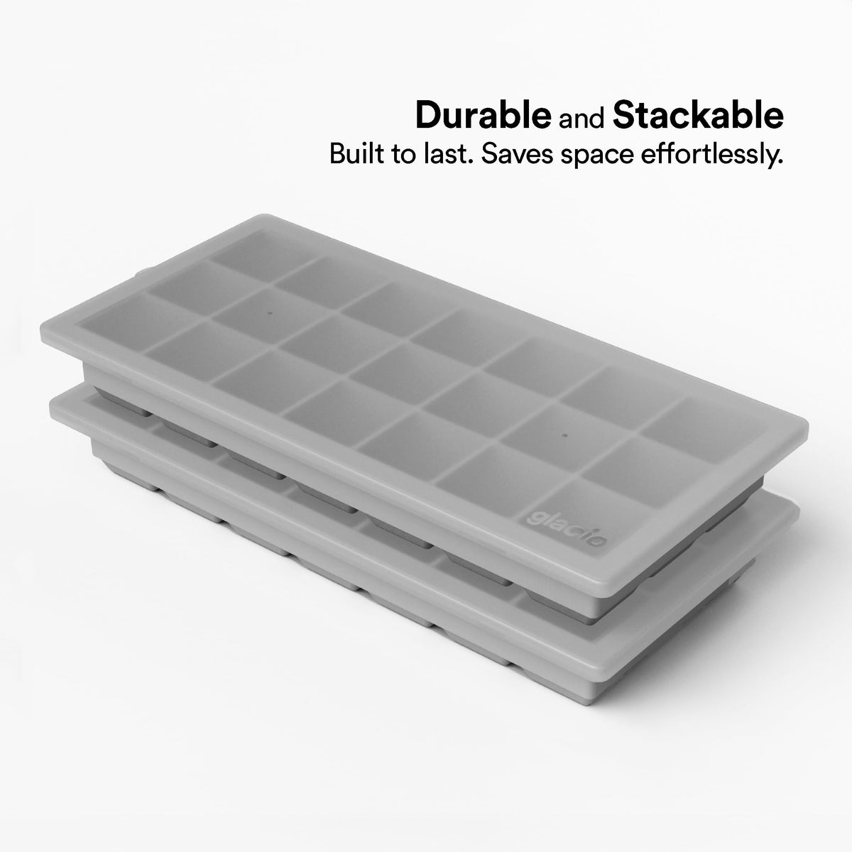 Glacio stackable covered trays preserve ice and simplify party prep.