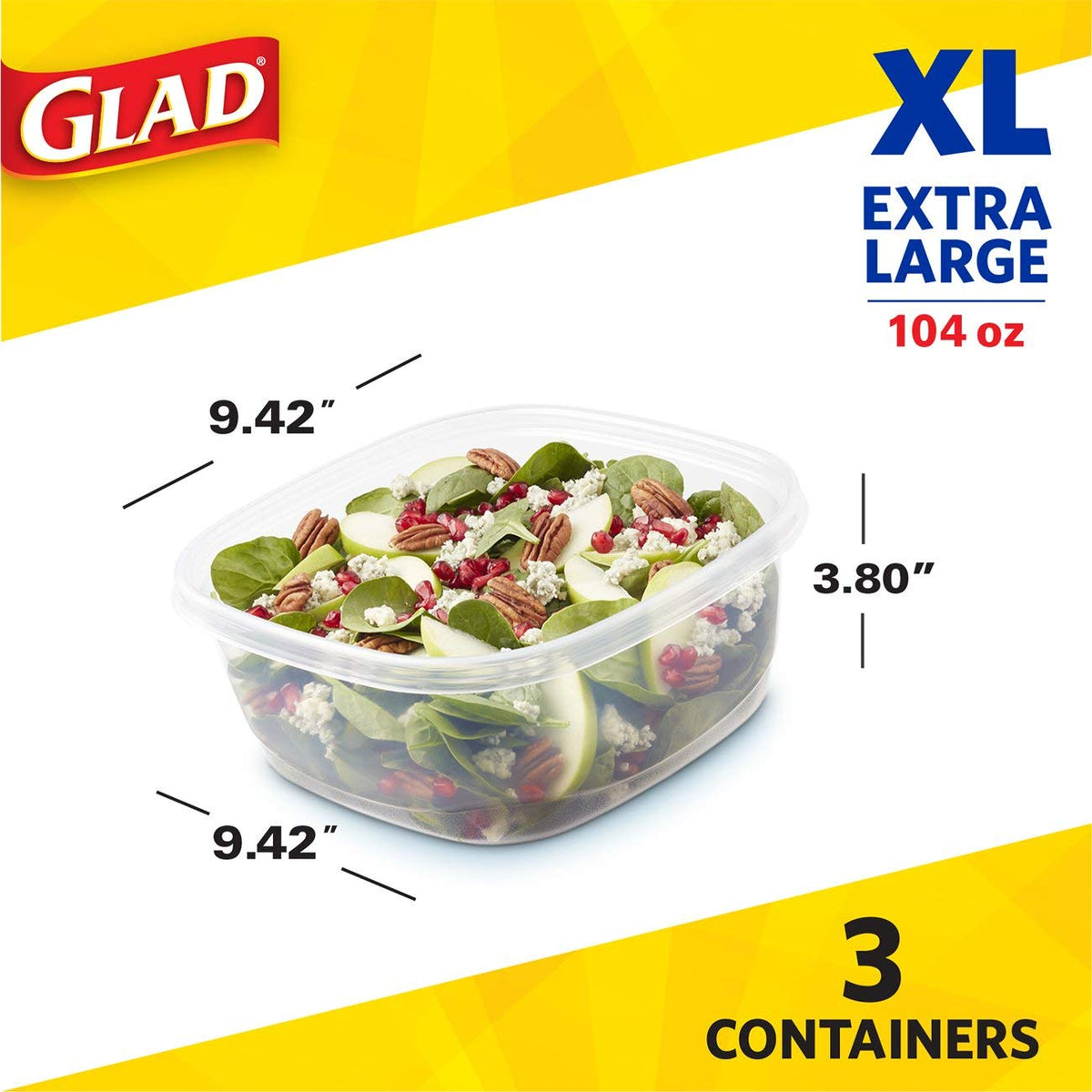 Glad container with tight-seal lid preventing leaks during storage