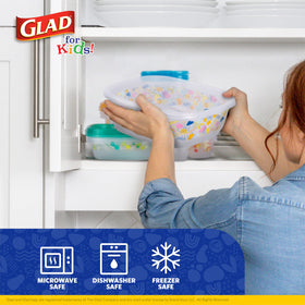 Glad for Kids GladWare 104oz container with yellow lid, easy to spot in the fridge