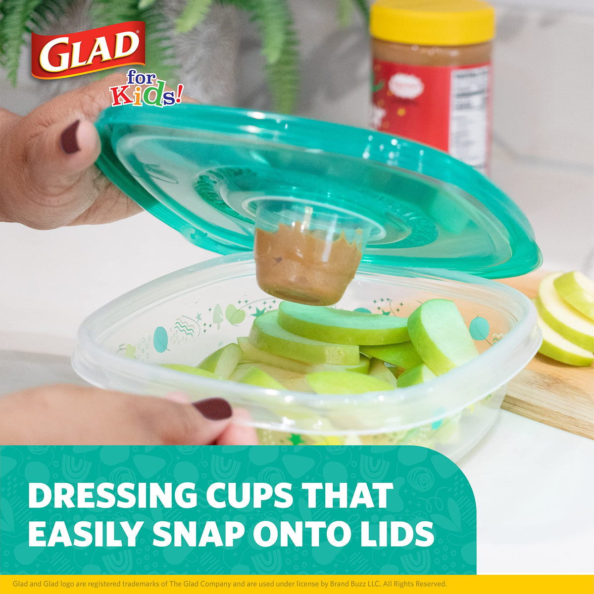 Glad for Kids GladWare 25oz container with green lid, color coded