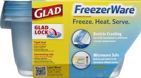Glad FreezerWare lid snapped tight to prevent leaks during transport.