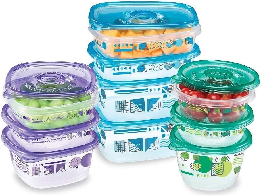 Glad MatchWare square containers with color-coded lids for organized fridge storage