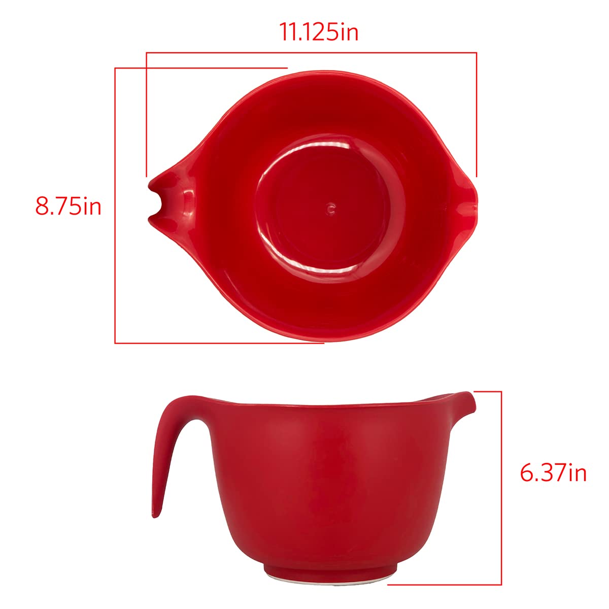 Glad red mixing bowl is dishwasher safe for quick cleanup.