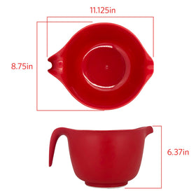 Glad red mixing bowl is dishwasher safe for quick cleanup.