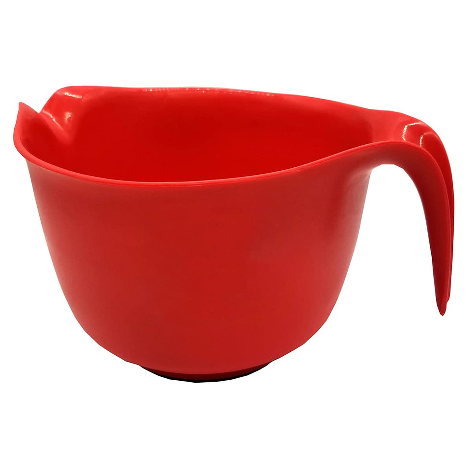 Glad mixing bowl with handle provides a secure grip for smooth mixing.